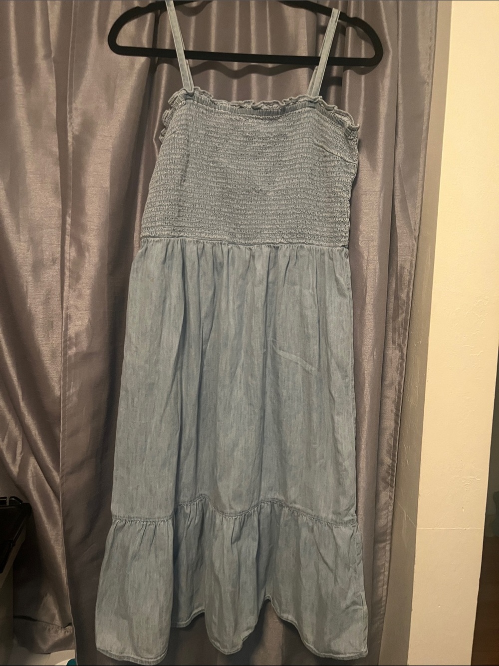 GAP Light Blue Smocked Tiered Maxi Dress